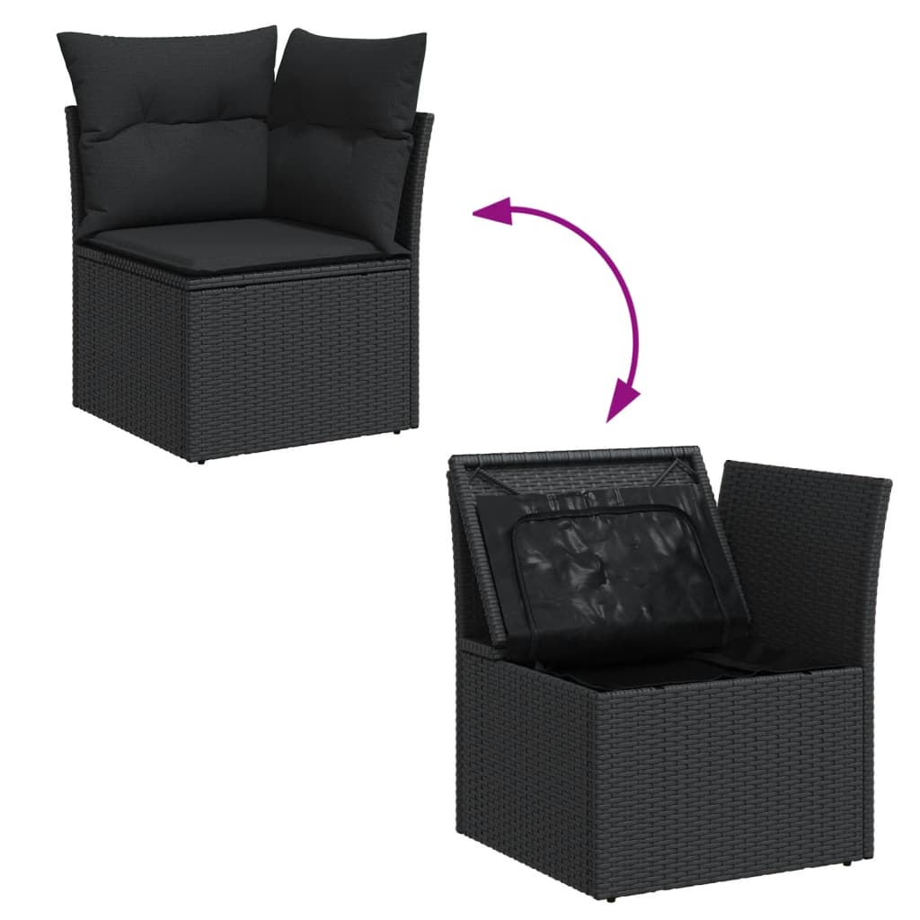 sofasæt til haven 10 dele med hynder polyrattan sort