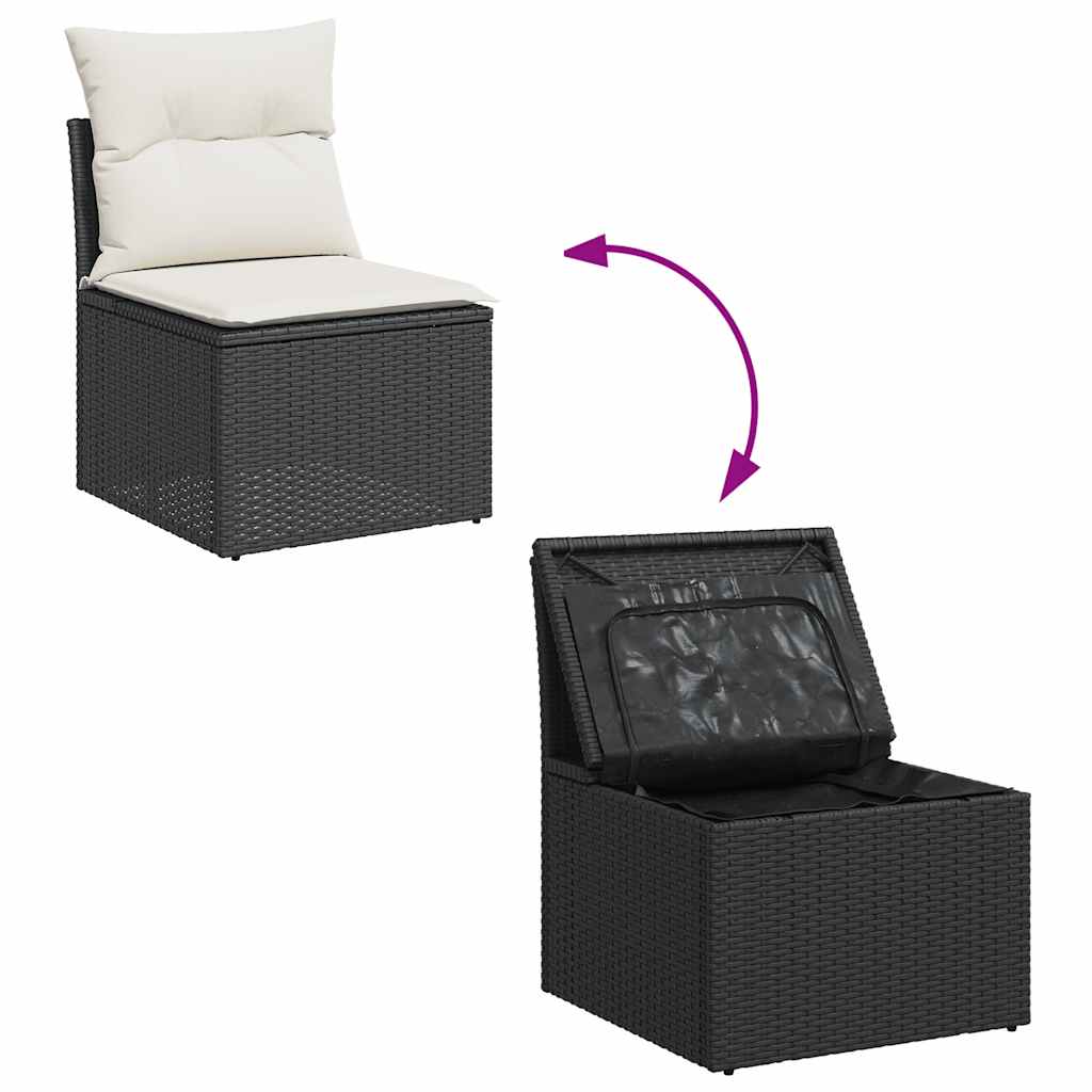 sofasæt til haven 10 dele med hynder polyrattan sort