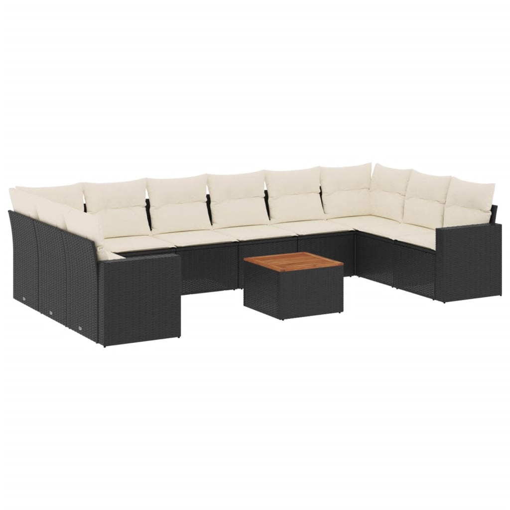 sofasæt til haven 11 dele med hynder polyrattan sort