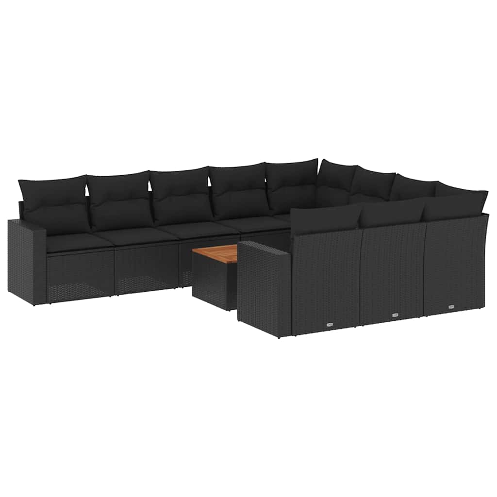 sofasæt til haven 11 dele med hynder polyrattan sort