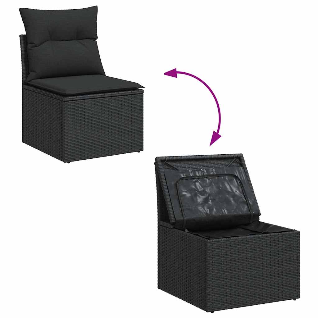 sofasæt til haven 11 dele med hynder polyrattan sort