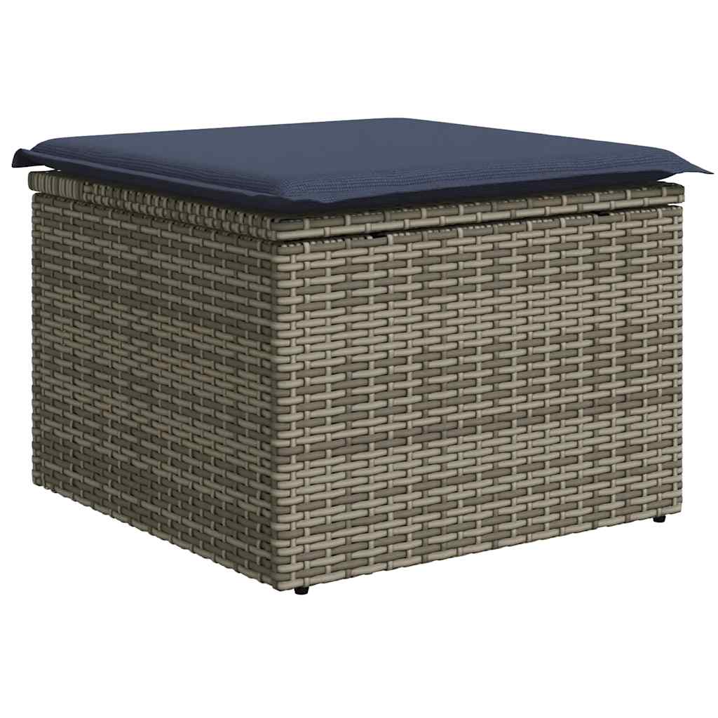 havesofasæt med 10 dele og hynder grå polyrattan