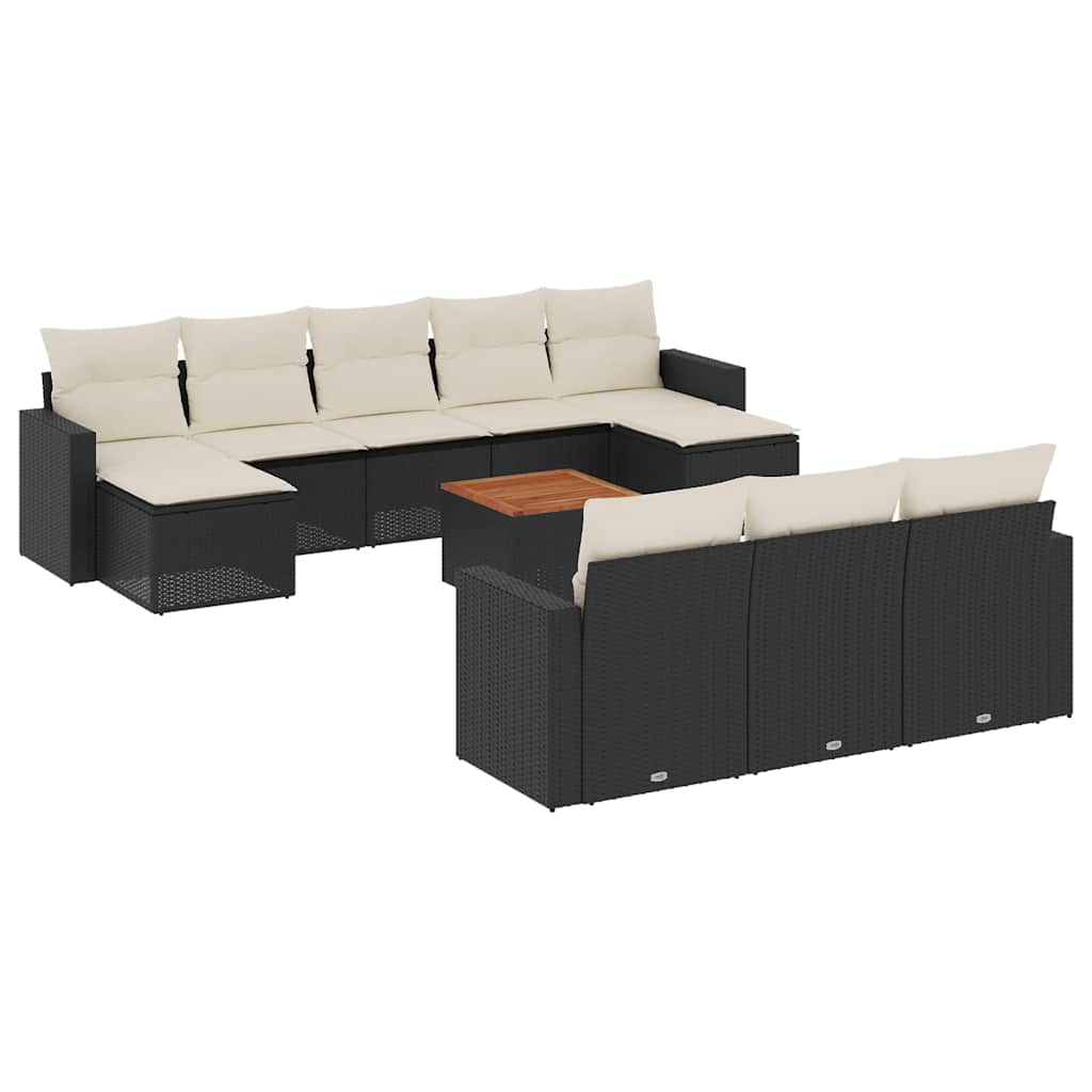 sofasæt til haven 11 dele med hynder polyrattan sort
