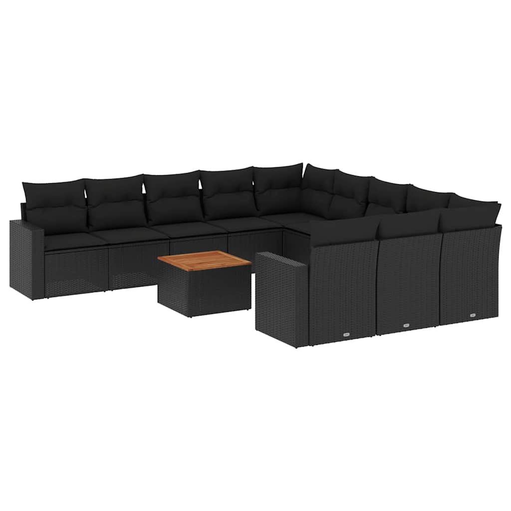 sofasæt til haven 12 dele med hynder polyrattan sort