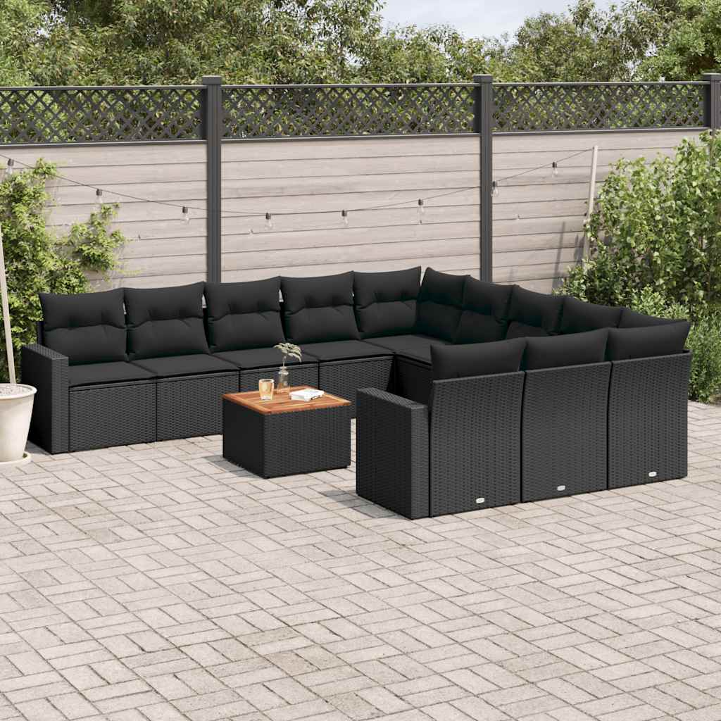 sofasæt til haven 12 dele med hynder polyrattan sort