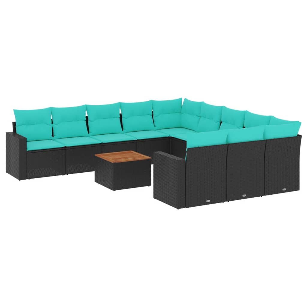sofasæt til haven 12 dele med hynder polyrattan sort