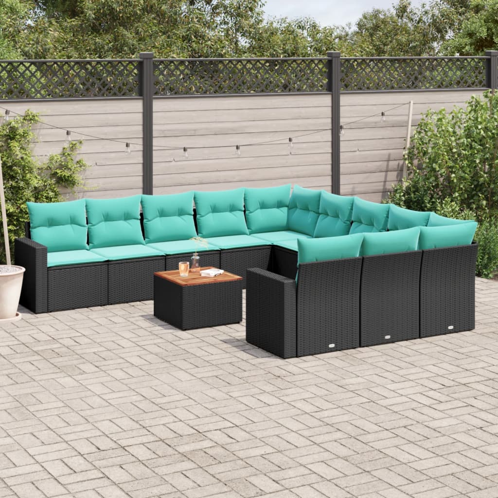 sofasæt til haven 12 dele med hynder polyrattan sort