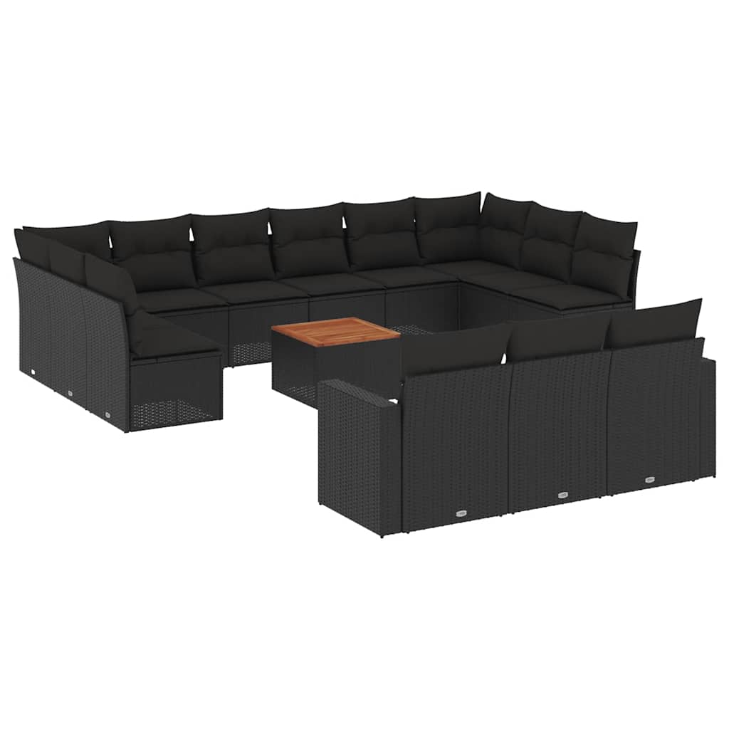 sofasæt til haven 14 dele med hynder polyrattan sort