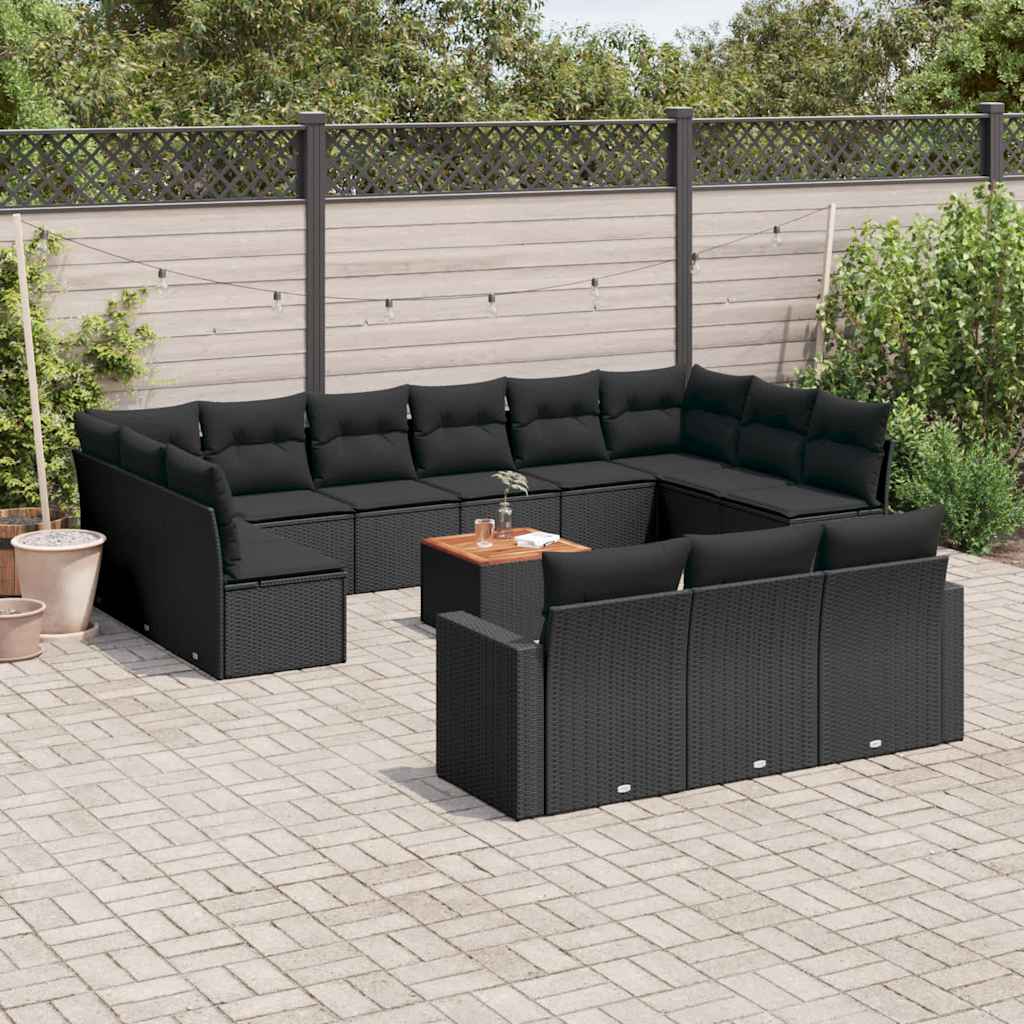 sofasæt til haven 14 dele med hynder polyrattan sort