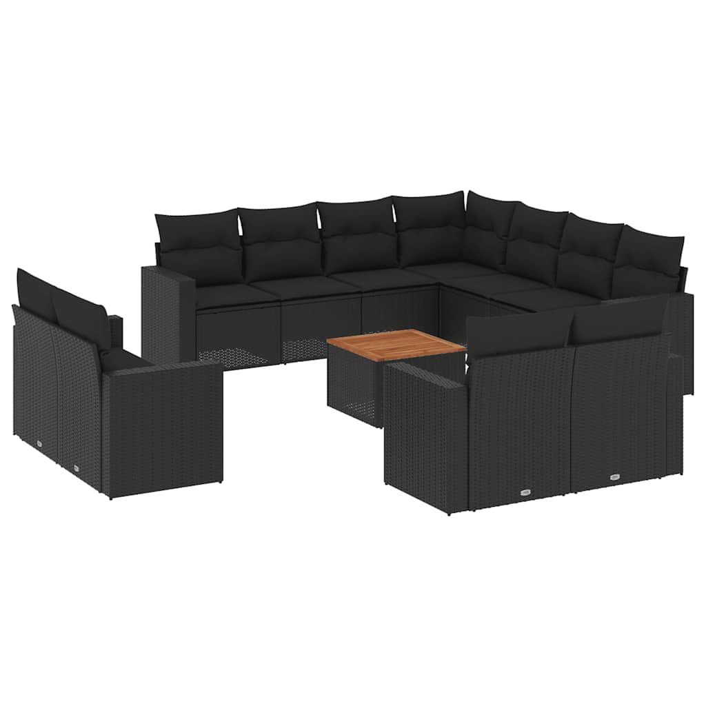 sofasæt til haven 12 dele med hynder polyrattan sort
