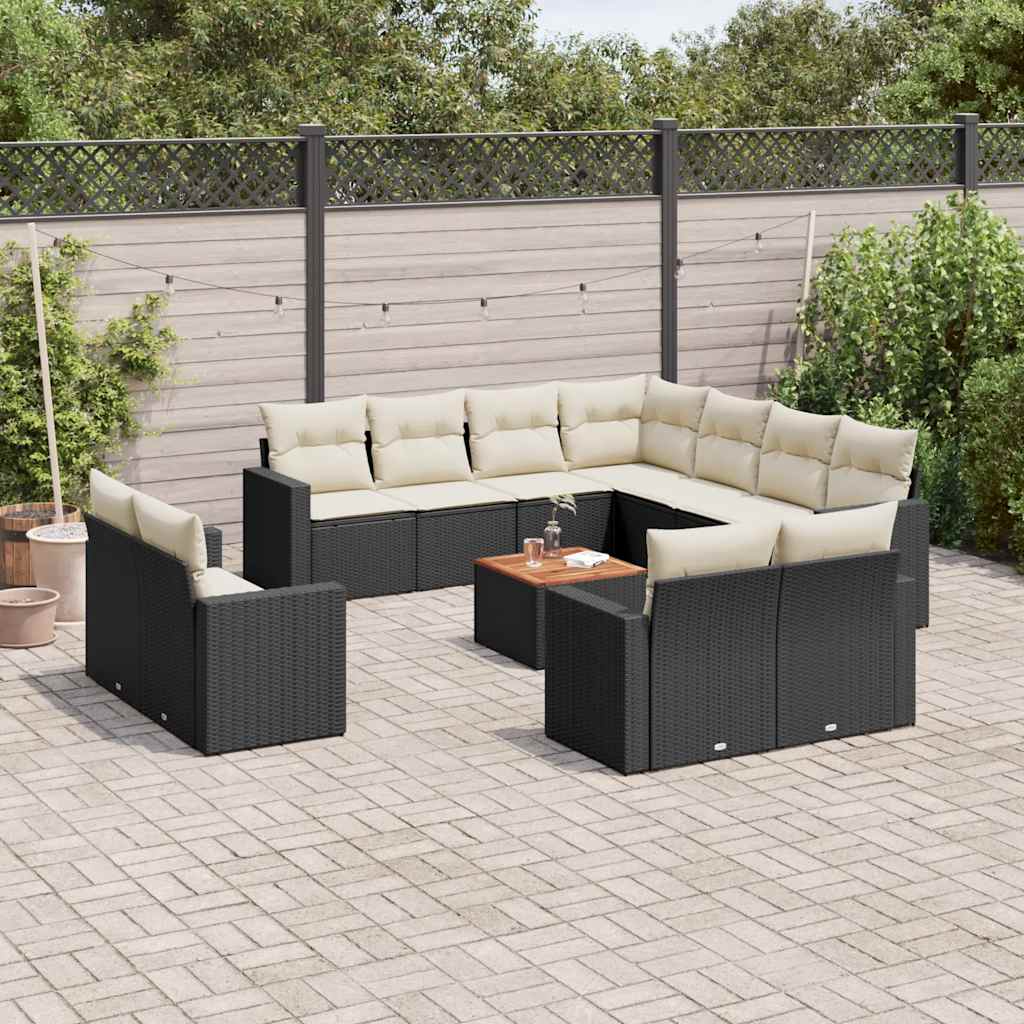sofasæt til haven 12 dele med hynder polyrattan sort