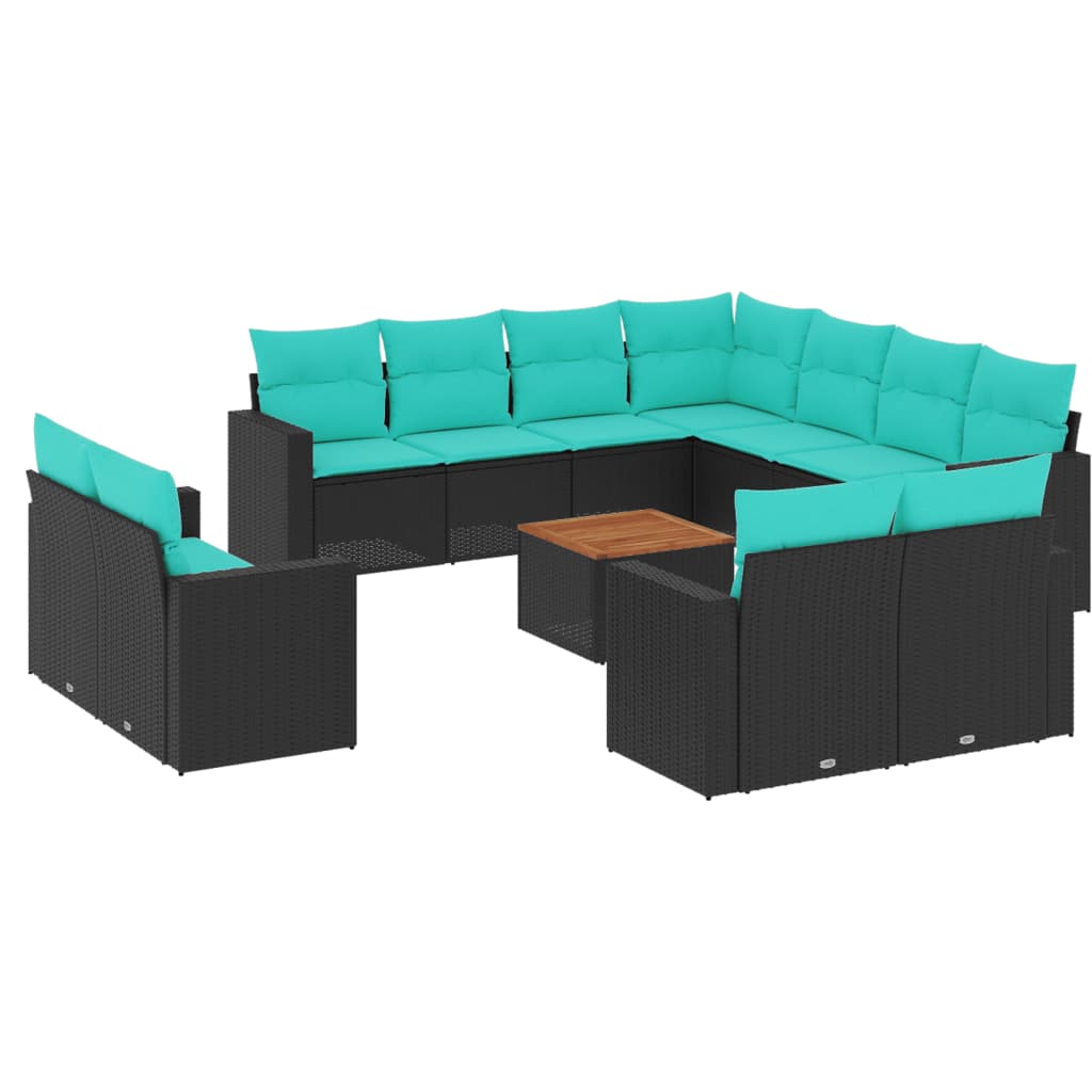 sofasæt til haven 12 dele med hynder polyrattan sort