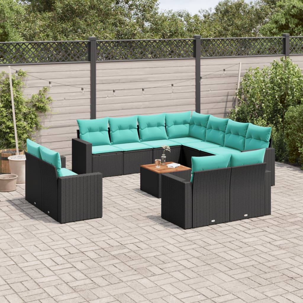 sofasæt til haven 12 dele med hynder polyrattan sort