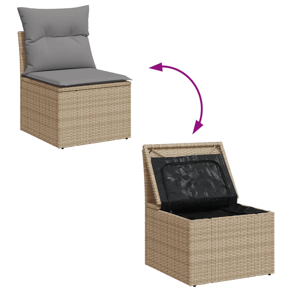 havesofasæt 12 dele med hynder polyrattan beige