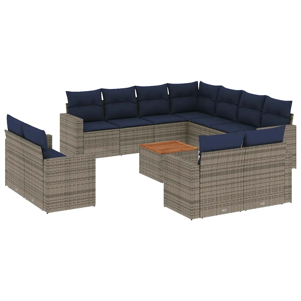 sofasæt til haven 12 dele med hynder polyrattan grå