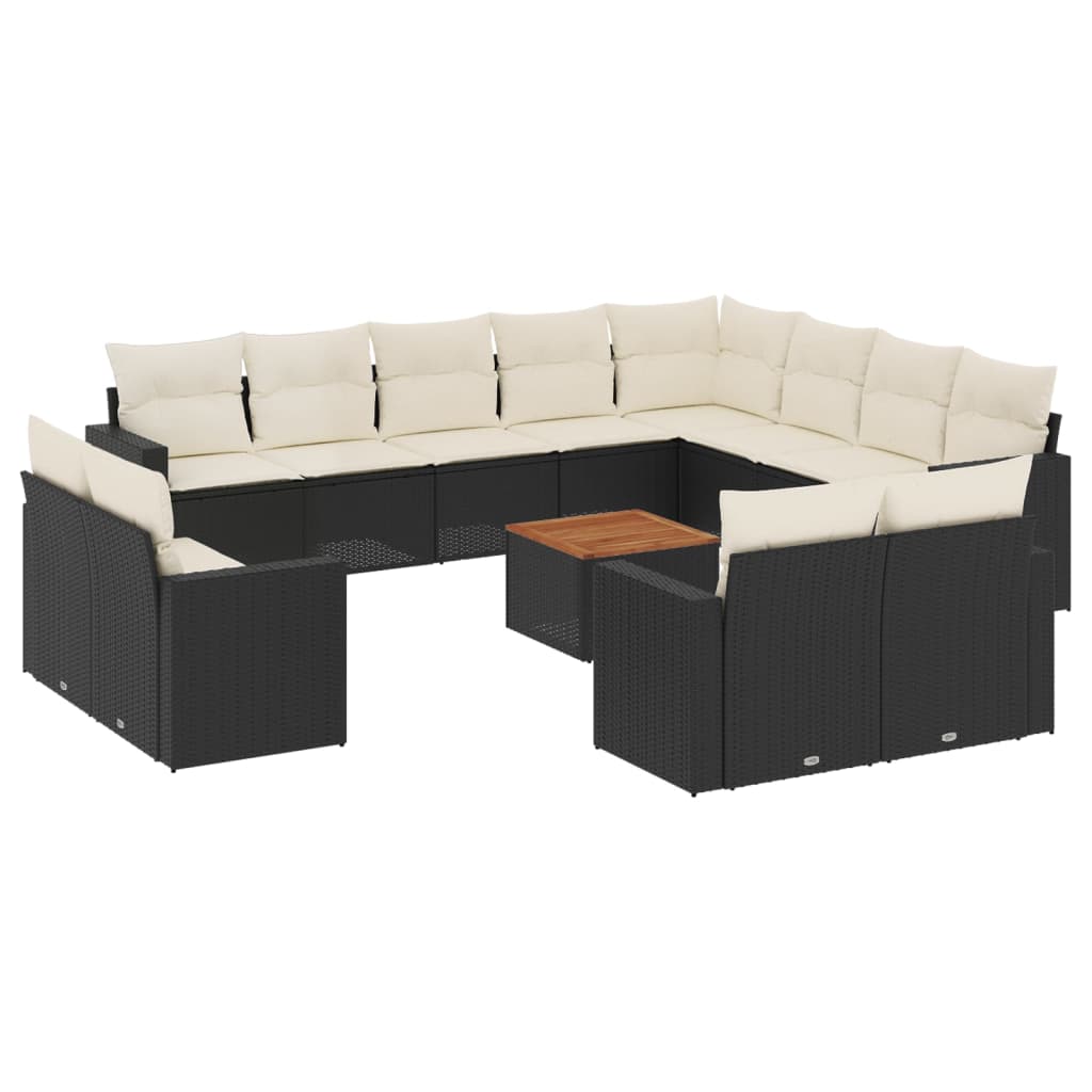 sofasæt til haven 13 dele med hynder polyrattan sort