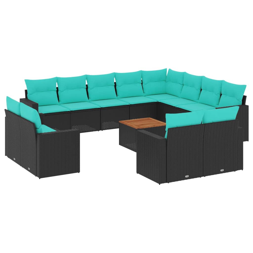 sofasæt til haven 13 dele med hynder polyrattan sort
