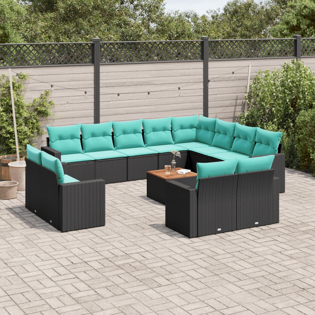 sofasæt til haven 13 dele med hynder polyrattan sort