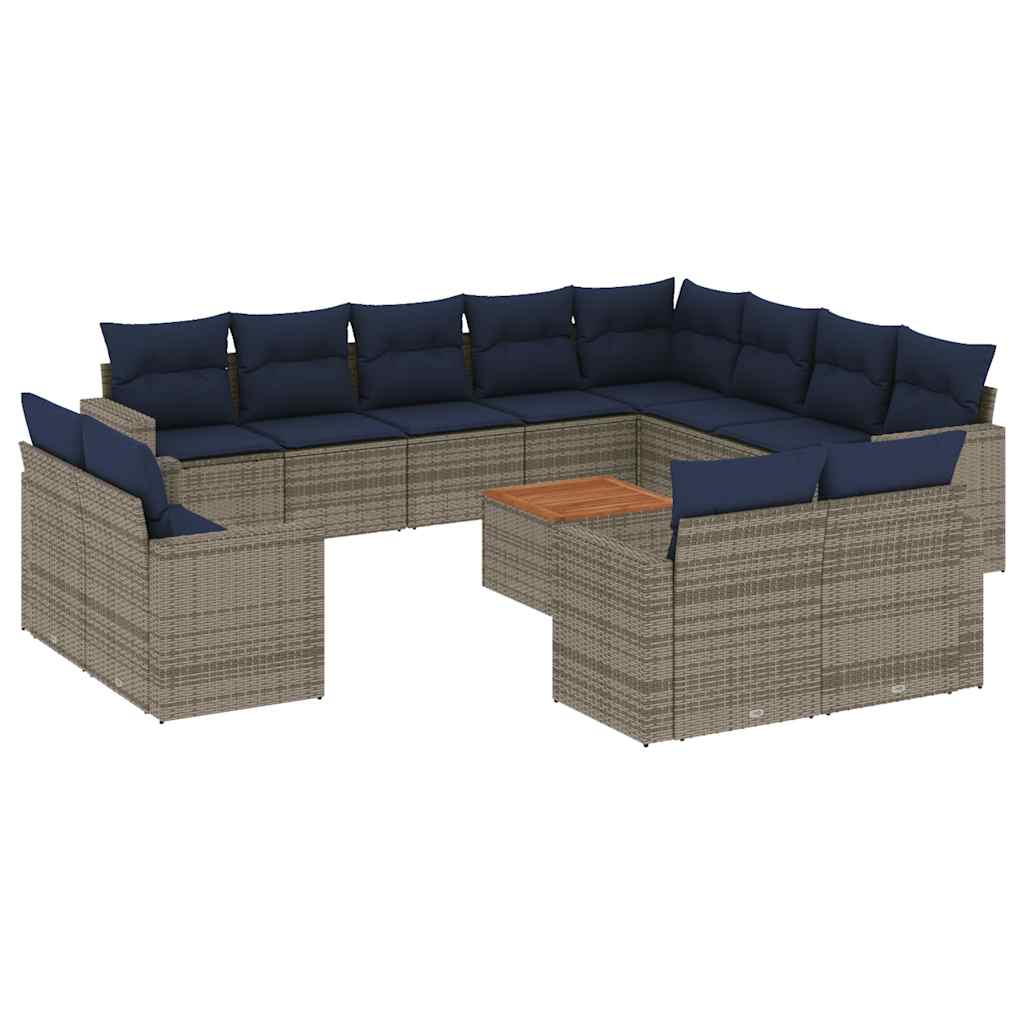 sofasæt til haven 13 dele med hynder polyrattan grå