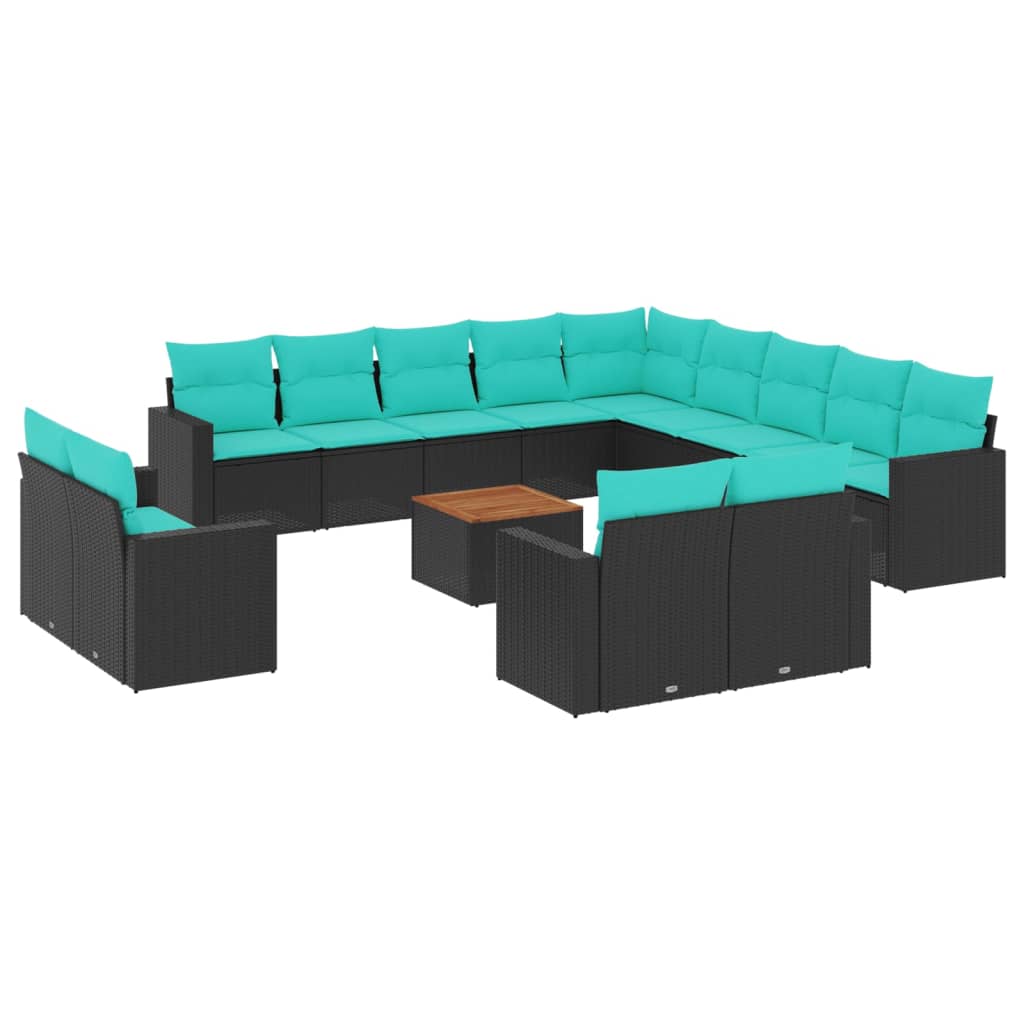 sofasæt til haven 14 dele med hynder polyrattan sort