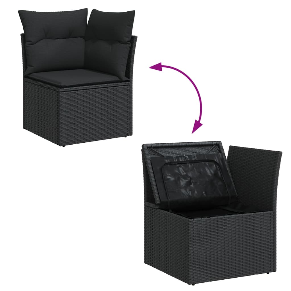 sofasæt til haven 10 dele med hynder polyrattan sort