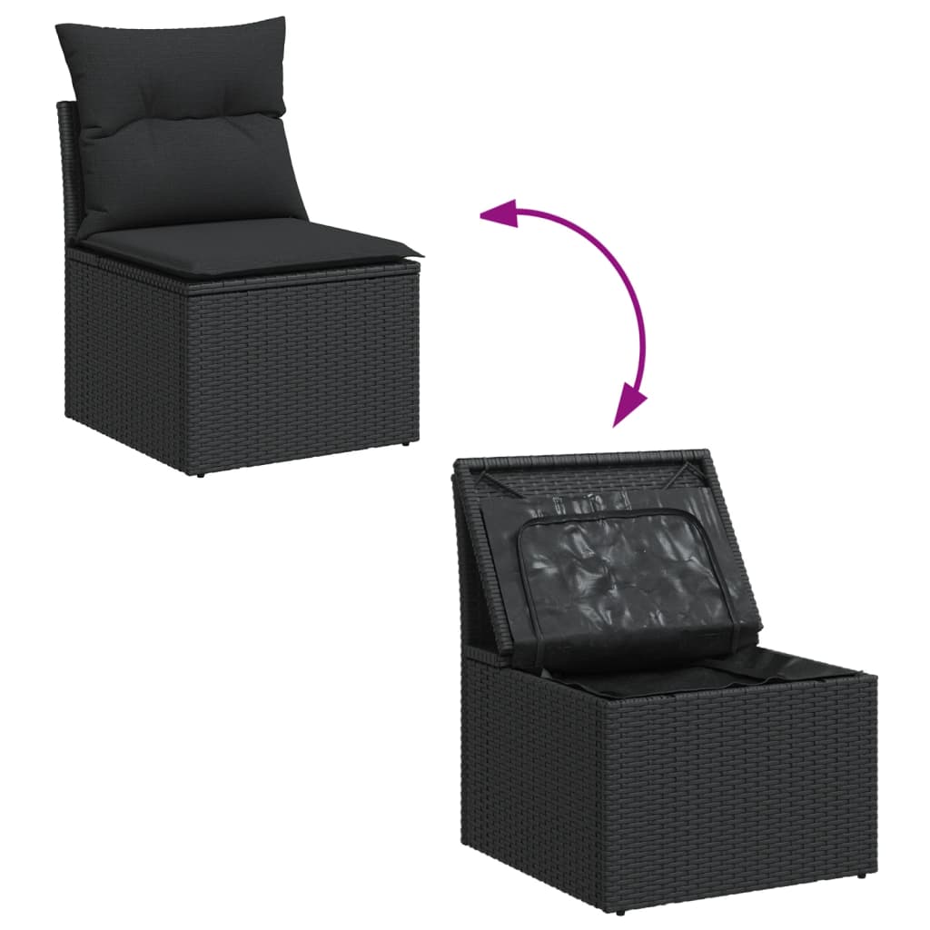 sofasæt til haven 10 dele med hynder polyrattan sort
