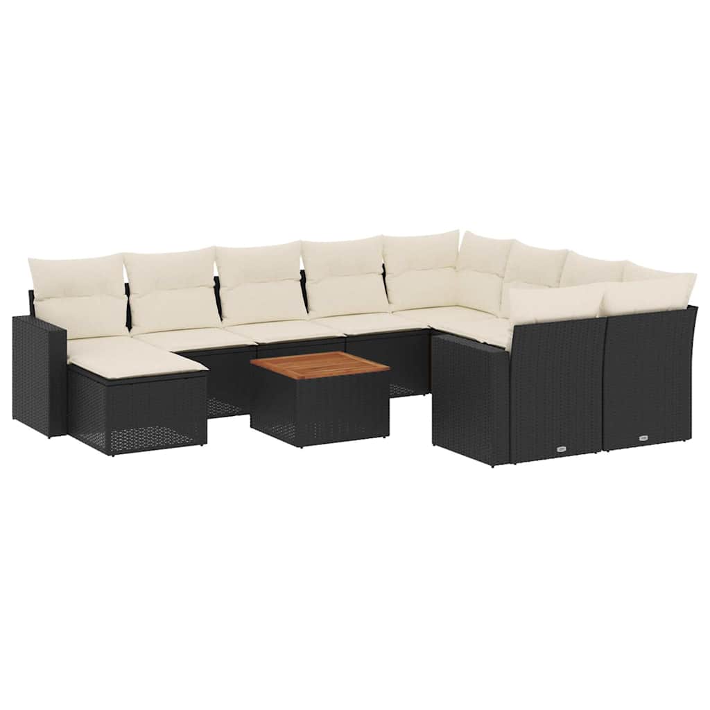 sofasæt til haven 11 dele med hynder polyrattan sort