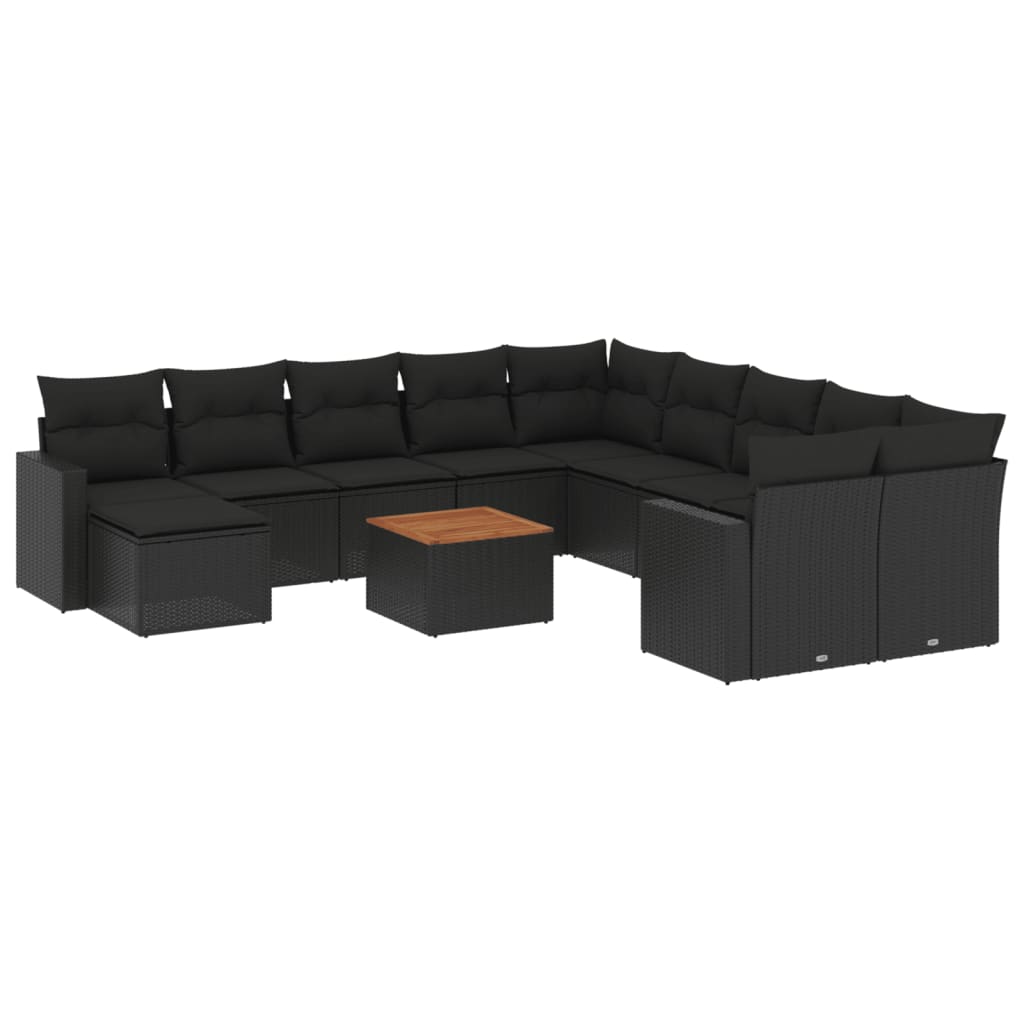 sofasæt til haven 12 dele med hynder polyrattan sort