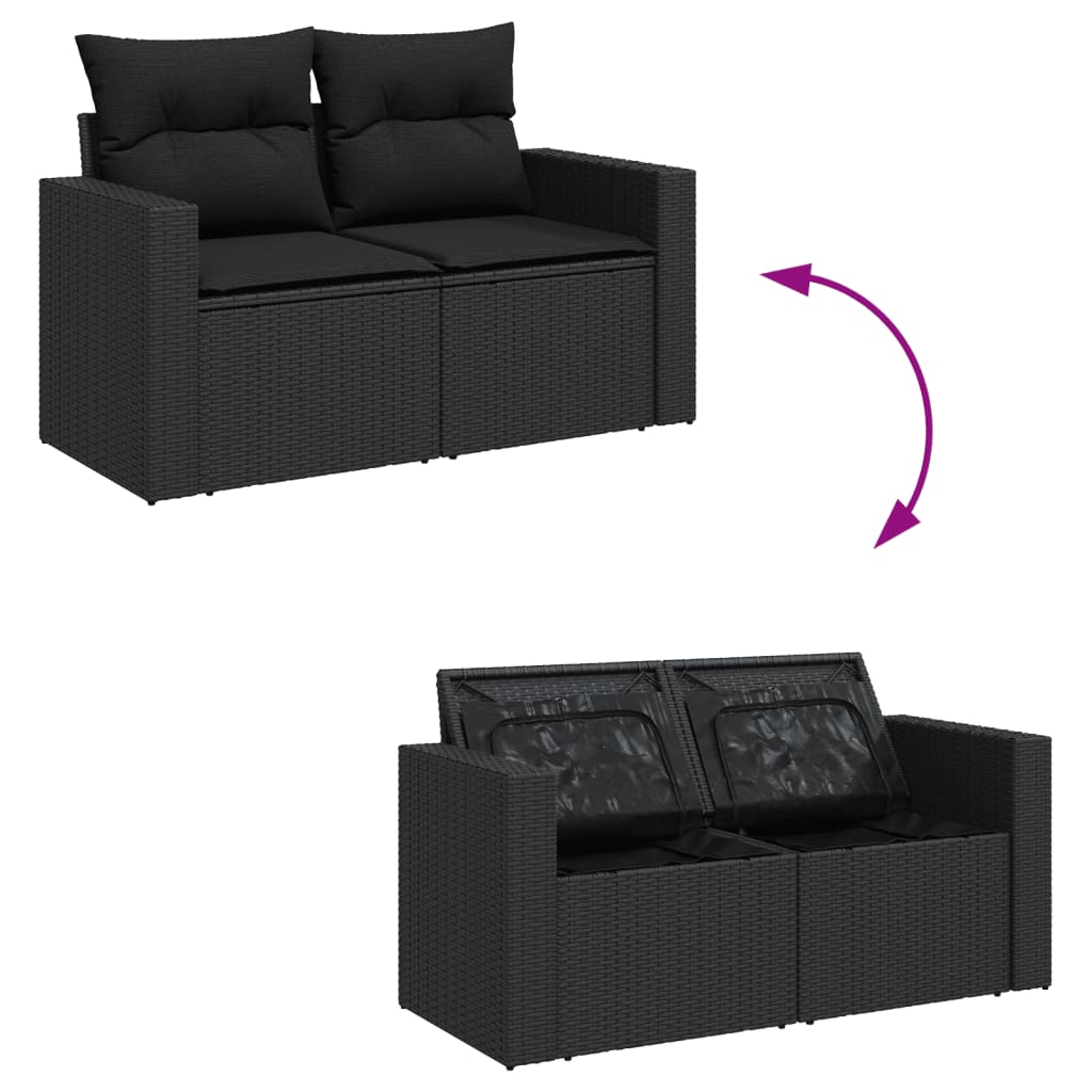 sofasæt til haven 12 dele med hynder polyrattan sort