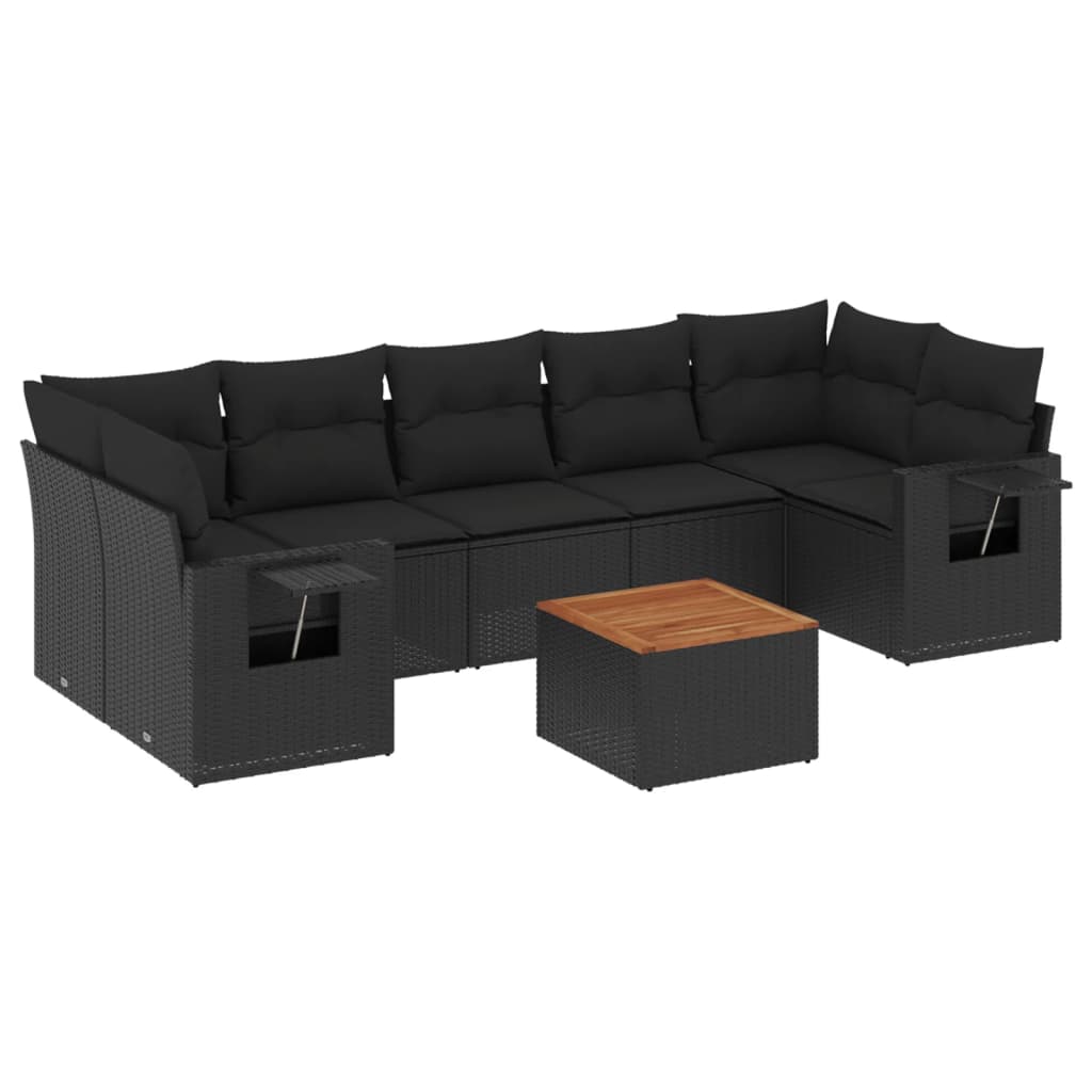 sofasæt til haven 8 dele med hynder polyrattan sort