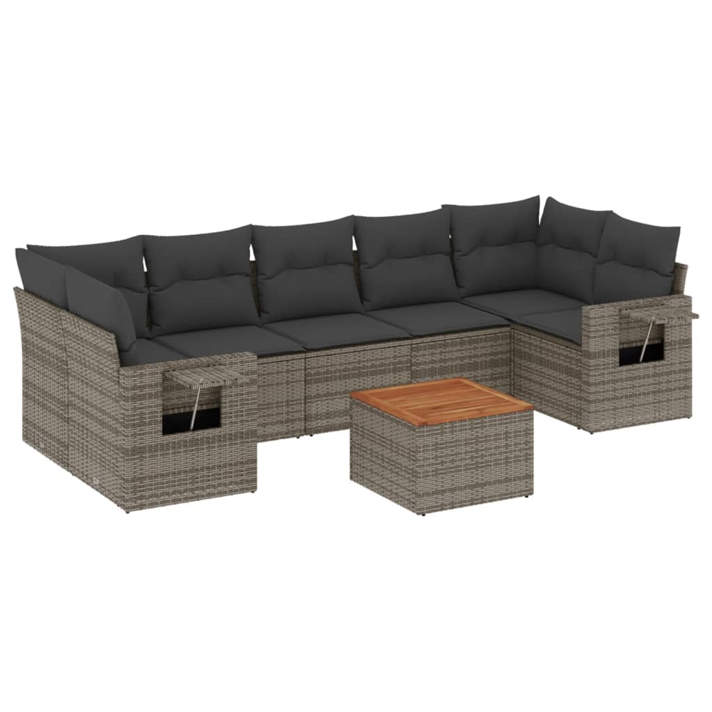 sofasæt til haven 8 dele med hynder polyrattan grå