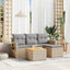 havesofasæt 5 dele med hynder beige polyrattan