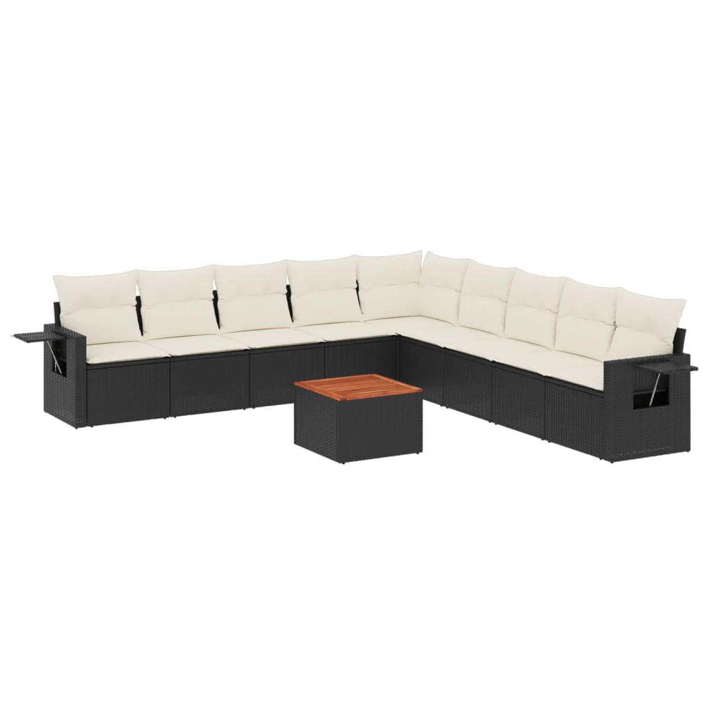 sofasæt til haven 10 dele med hynder polyrattan sort