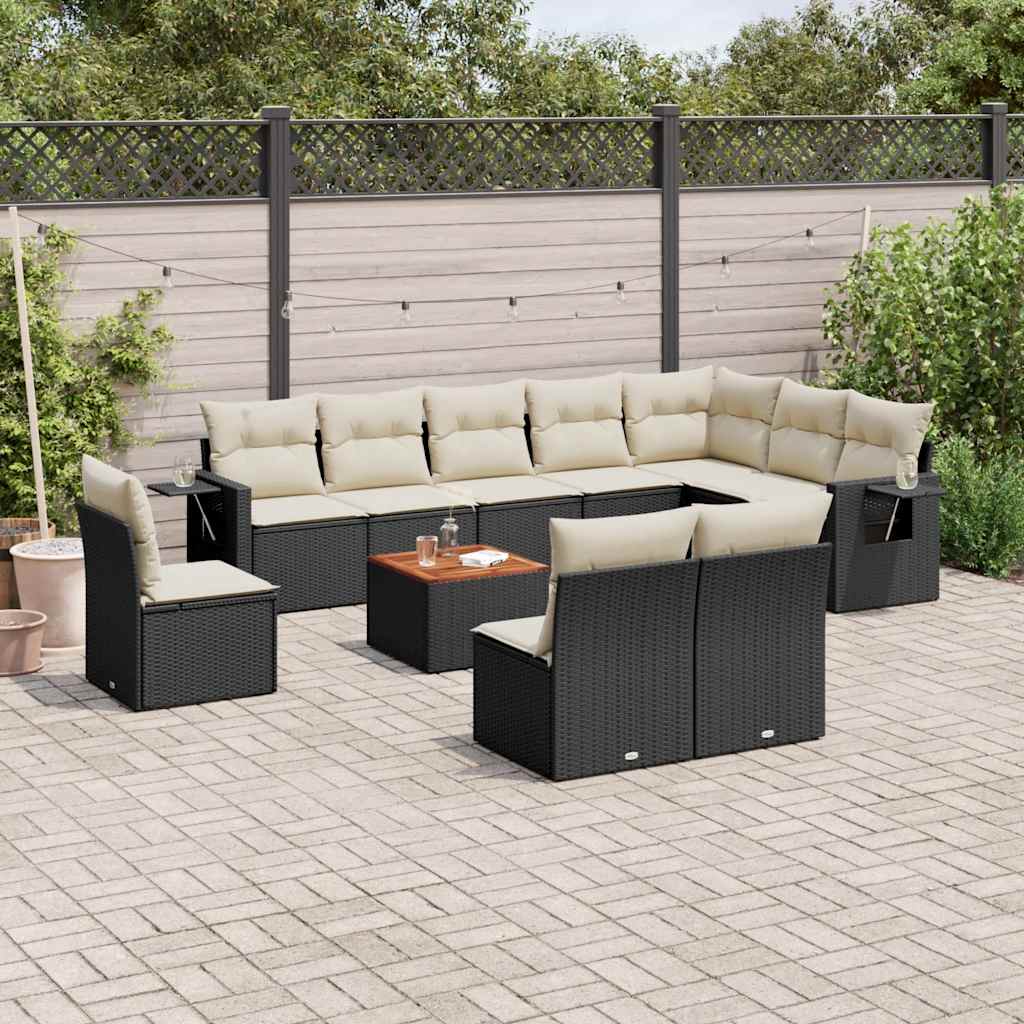 sofasæt til haven 11 dele med hynder polyrattan sort