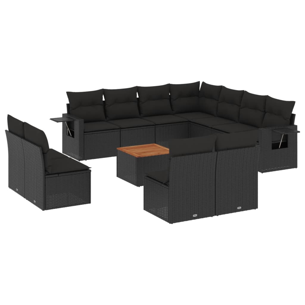 sofasæt til haven 12 dele med hynder polyrattan sort