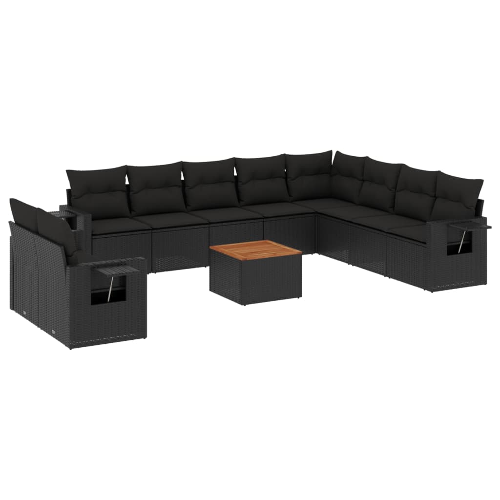 sofasæt til haven 11 dele med hynder polyrattan sort