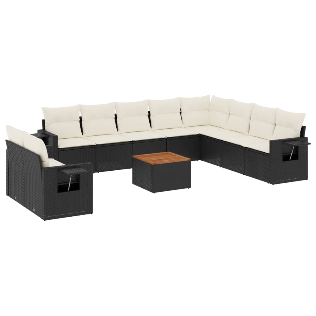 sofasæt til haven 11 dele med hynder polyrattan sort