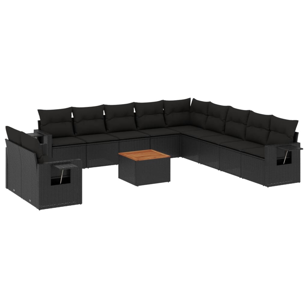 sofasæt til haven 12 dele med hynder polyrattan sort