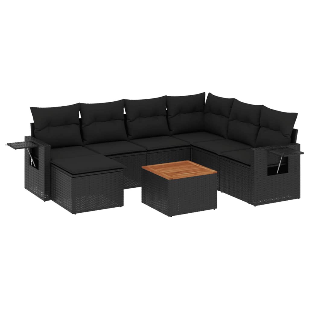 sofasæt til haven 8 dele med hynder polyrattan sort