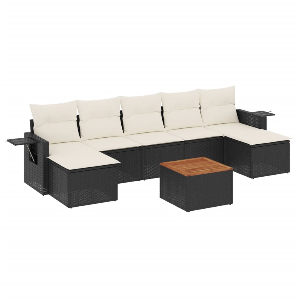 sofasæt til haven 8 dele med hynder polyrattan sort