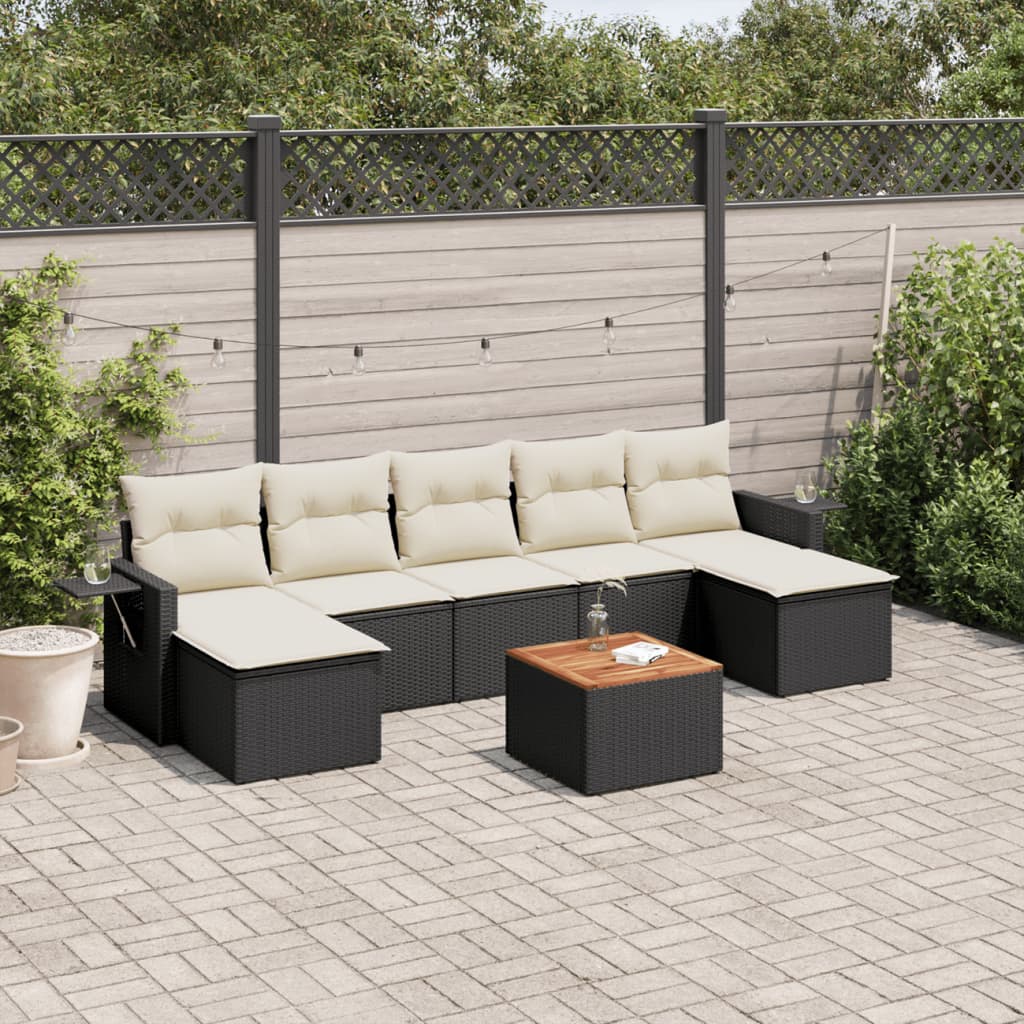sofasæt til haven 8 dele med hynder polyrattan sort