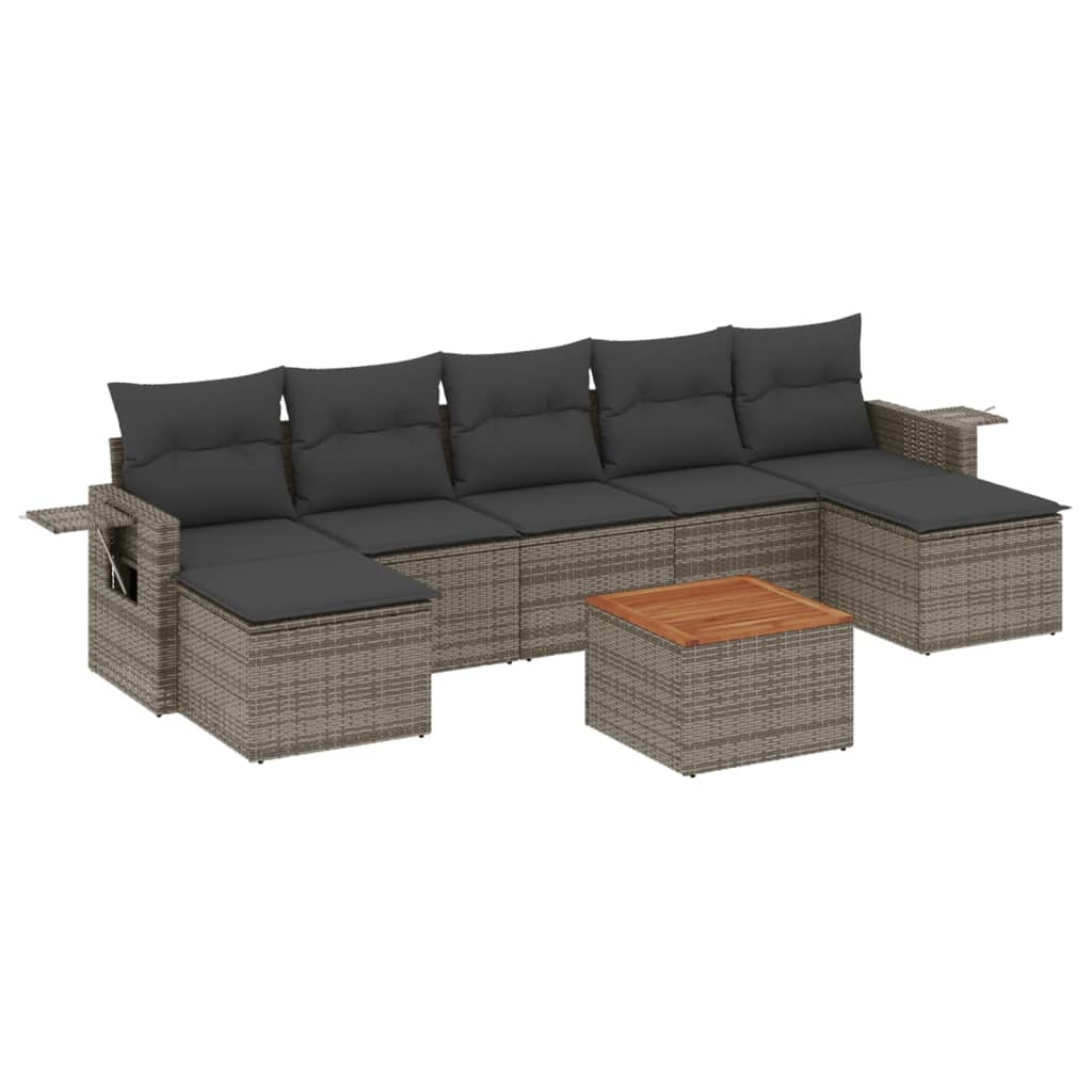 sofasæt til haven 8 dele med hynder polyrattan grå