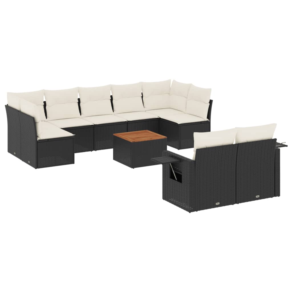 sofasæt til haven 10 dele med hynder polyrattan sort