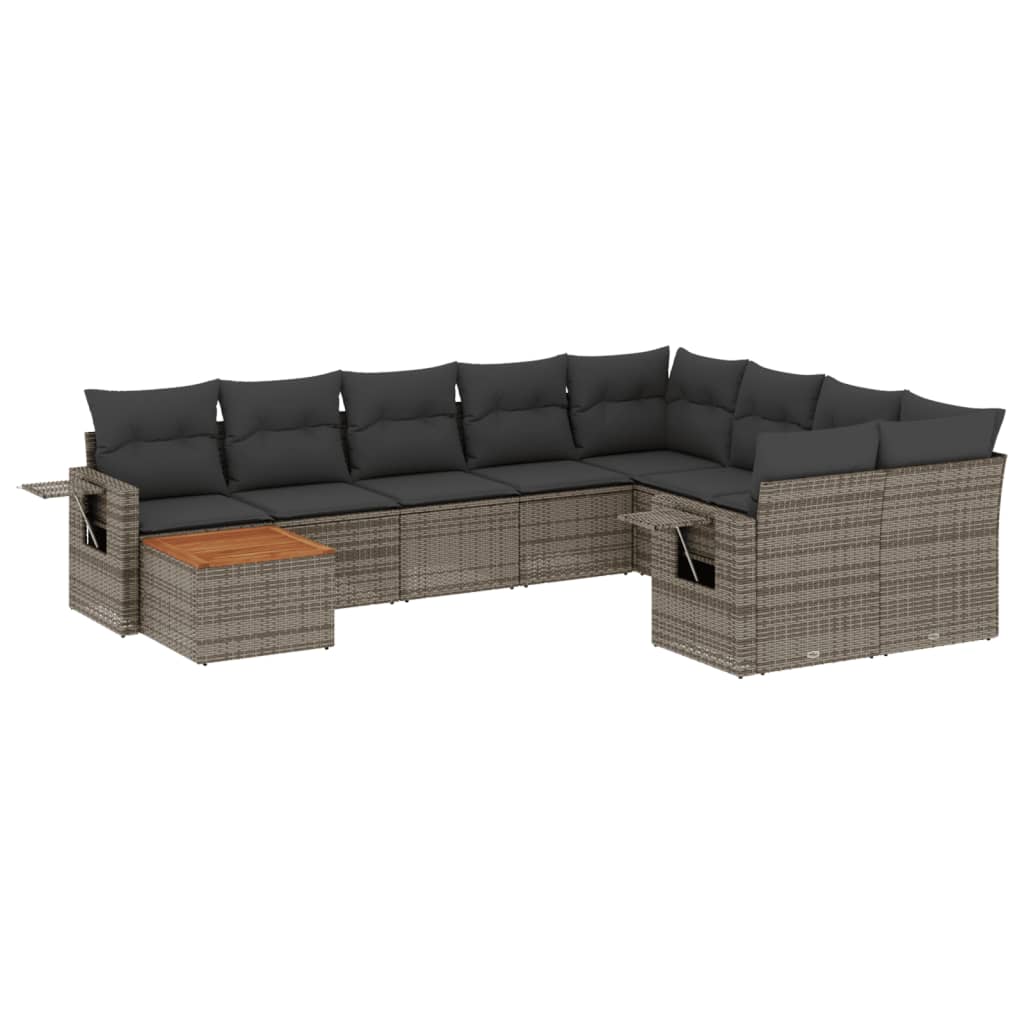 sofasæt til haven 10 dele med hynder polyrattan grå