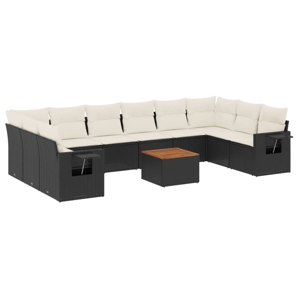 sofasæt til haven 11 dele med hynder polyrattan sort
