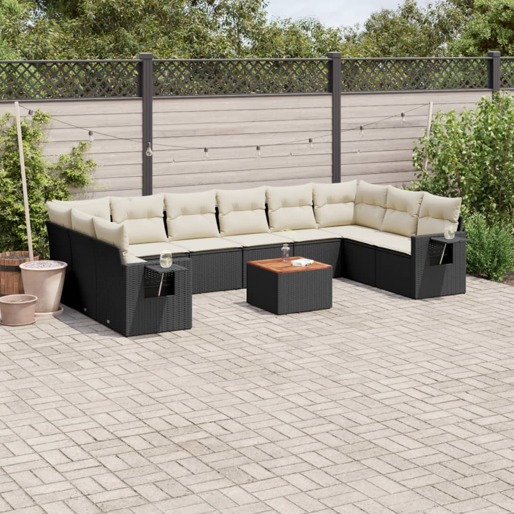 sofasæt til haven 11 dele med hynder polyrattan sort