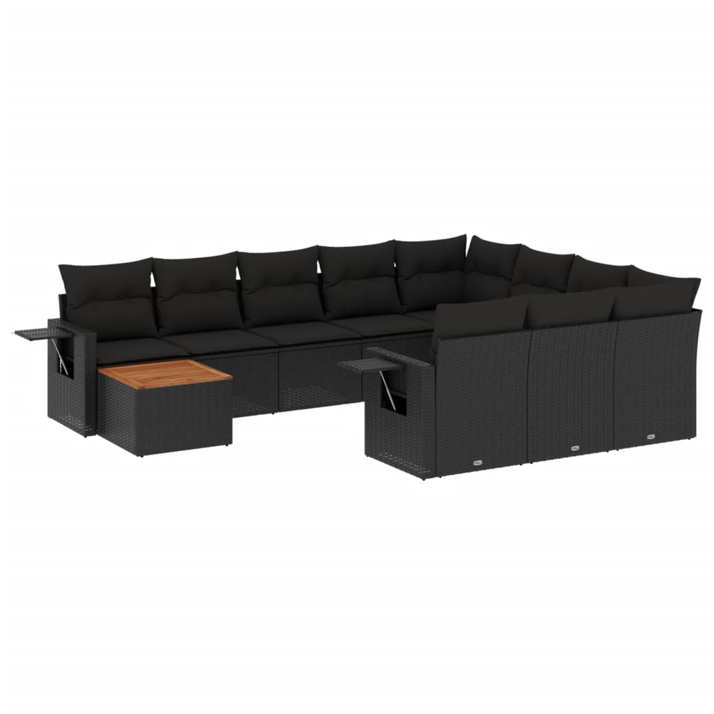 sofasæt til haven 11 dele med hynder polyrattan sort
