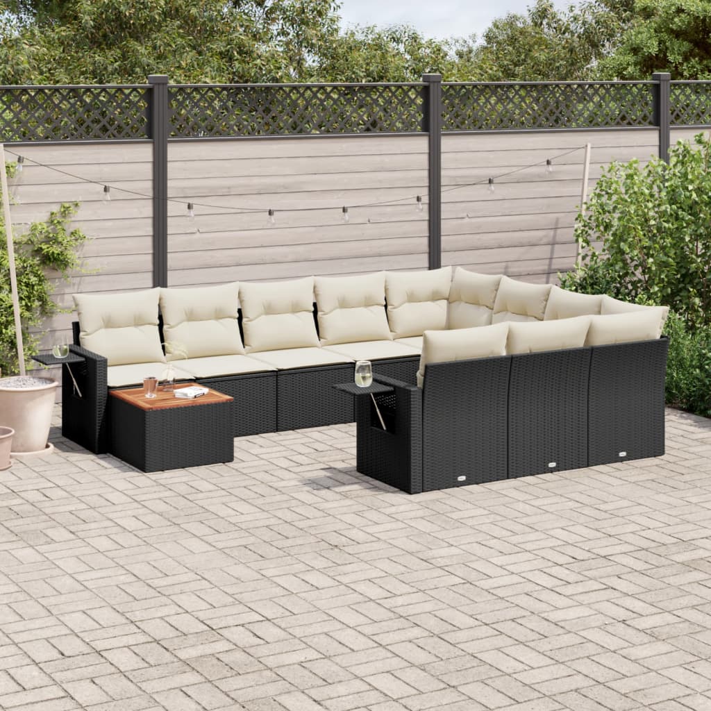 sofasæt til haven 11 dele med hynder polyrattan sort