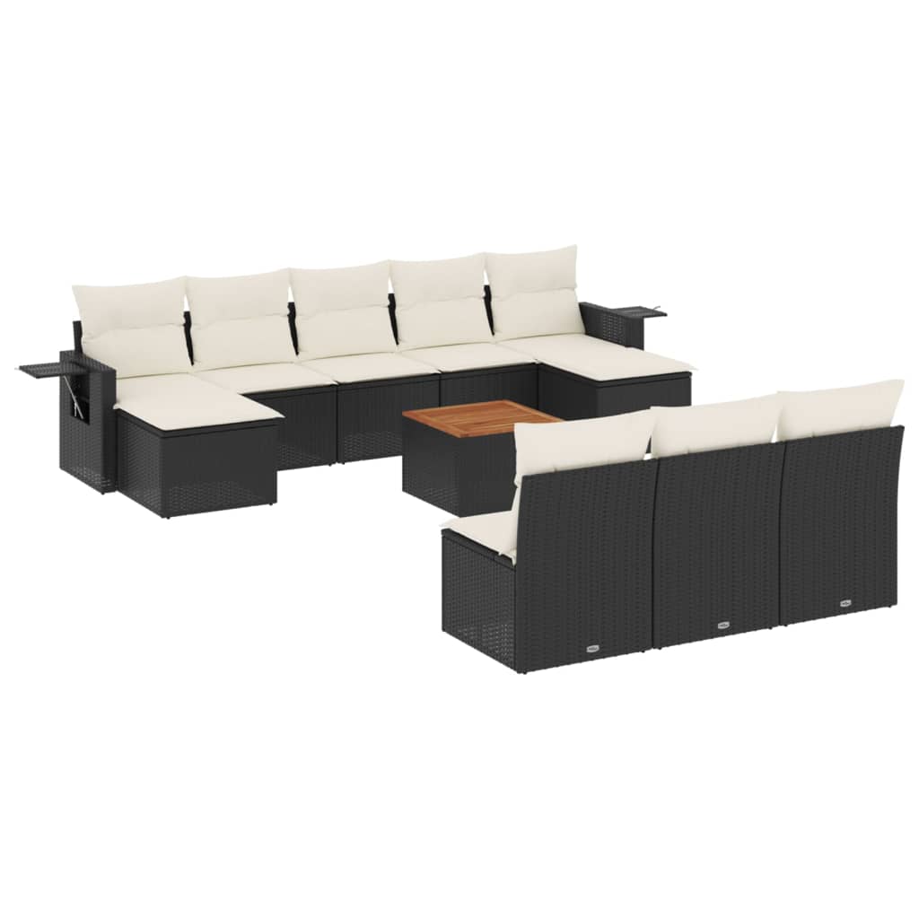 sofasæt til haven 11 dele med hynder polyrattan sort