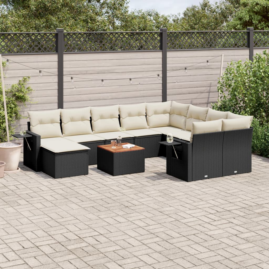 sofasæt til haven 11 dele med hynder polyrattan sort